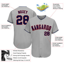 Load image into Gallery viewer, Custom Gray Navy-Red Authentic Baseball Jersey