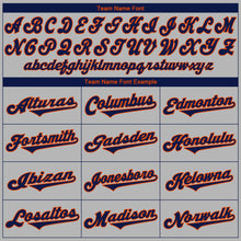 Load image into Gallery viewer, Custom Gray Navy-Orange Authentic Baseball Jersey