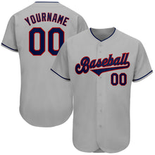 Load image into Gallery viewer, Custom Gray Navy-Red Authentic Baseball Jersey