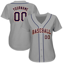 Load image into Gallery viewer, Custom Gray Navy-Orange Authentic Baseball Jersey