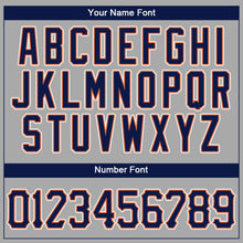 Load image into Gallery viewer, Custom Gray Navy-Orange Authentic Baseball Jersey