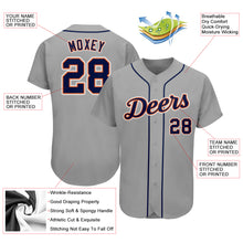 Load image into Gallery viewer, Custom Gray Navy-Orange Authentic Baseball Jersey