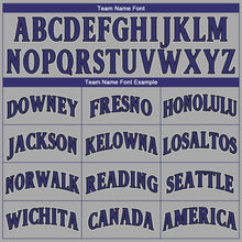 Load image into Gallery viewer, Custom Gray Purple-Black Authentic Baseball Jersey