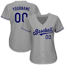 Load image into Gallery viewer, Custom Gray Royal-White Authentic Baseball Jersey