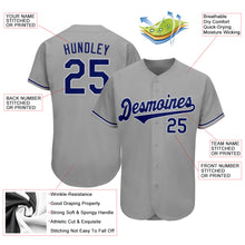 Load image into Gallery viewer, Custom Gray Royal-White Authentic Baseball Jersey