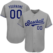 Load image into Gallery viewer, Custom Gray Royal-White Authentic Baseball Jersey