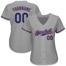 Load image into Gallery viewer, Custom Gray Royal-Red Authentic Baseball Jersey