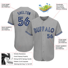 Load image into Gallery viewer, Custom Gray Royal-White Authentic Baseball Jersey