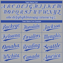 Load image into Gallery viewer, Custom Gray Royal-White Authentic Baseball Jersey