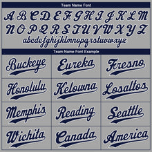 Load image into Gallery viewer, Custom Gray Navy-White Authentic Baseball Jersey