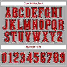Load image into Gallery viewer, Custom Gray Red-Black Authentic Baseball Jersey