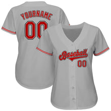 Load image into Gallery viewer, Custom Gray Red-Black Authentic Baseball Jersey