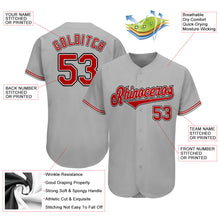 Load image into Gallery viewer, Custom Gray Red-Black Authentic Baseball Jersey
