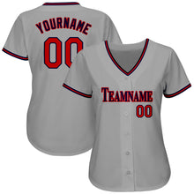 Load image into Gallery viewer, Custom Gray Red-Navy Authentic Baseball Jersey