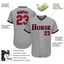 Load image into Gallery viewer, Custom Gray Red-Navy Authentic Baseball Jersey