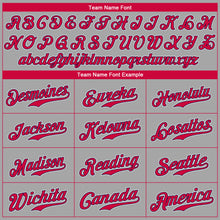 Load image into Gallery viewer, Custom Gray Red-Navy Authentic Baseball Jersey