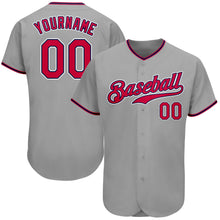 Load image into Gallery viewer, Custom Gray Red-Navy Authentic Baseball Jersey