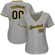 Load image into Gallery viewer, Custom Gray Black-Gold Authentic Baseball Jersey