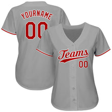 Load image into Gallery viewer, Custom Gray Red-White Authentic Baseball Jersey