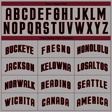 Load image into Gallery viewer, Custom Gray Black-Crimson Authentic Baseball Jersey