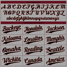 Load image into Gallery viewer, Custom Gray Black-Crimson Authentic Baseball Jersey