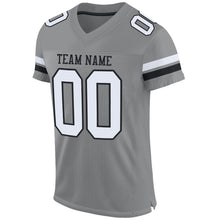 Load image into Gallery viewer, Custom Gray White-Black Mesh Authentic Football Jersey