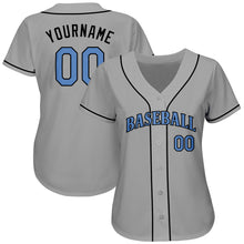Load image into Gallery viewer, Custom Gray Light Blue-Black Authentic Father's Day Baseball Jersey