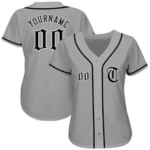Load image into Gallery viewer, Custom Gray Black-White Authentic Baseball Jersey