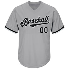 Load image into Gallery viewer, Custom Gray Black-White Authentic Throwback Rib-Knit Baseball Jersey Shirt