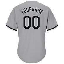 Load image into Gallery viewer, Custom Gray Black-White Authentic Throwback Rib-Knit Baseball Jersey Shirt