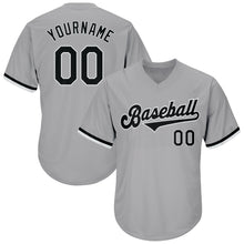 Load image into Gallery viewer, Custom Gray Black-White Authentic Throwback Rib-Knit Baseball Jersey Shirt