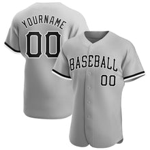 Load image into Gallery viewer, Custom Gray Black-White Authentic Baseball Jersey