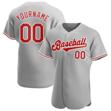 Load image into Gallery viewer, Custom Gray Red-White Authentic Baseball Jersey