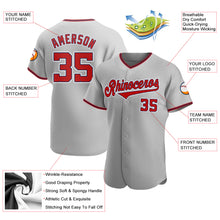 Load image into Gallery viewer, Custom Gray Red-Navy Authentic Baseball Jersey