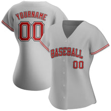 Load image into Gallery viewer, Custom Gray Red-Black Authentic Baseball Jersey