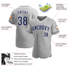 Load image into Gallery viewer, Custom Gray Navy-White Authentic Baseball Jersey