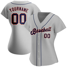 Load image into Gallery viewer, Custom Gray Navy-Orange Authentic Baseball Jersey