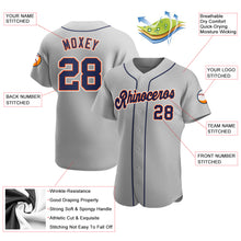 Load image into Gallery viewer, Custom Gray Navy-Orange Authentic Baseball Jersey
