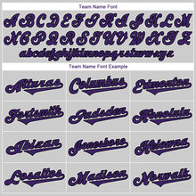 Load image into Gallery viewer, Custom Gray Purple-Black Authentic Baseball Jersey