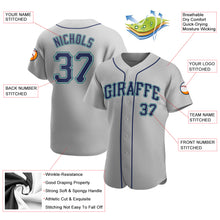 Load image into Gallery viewer, Custom Gray Navy-Aqua Authentic Baseball Jersey
