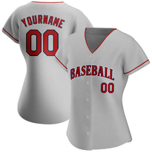 Load image into Gallery viewer, Custom Gray Red-Navy Authentic Baseball Jersey