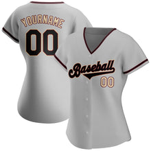 Load image into Gallery viewer, Custom Gray Black-Khaki Authentic Baseball Jersey