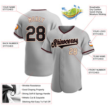 Load image into Gallery viewer, Custom Gray Black-Khaki Authentic Baseball Jersey