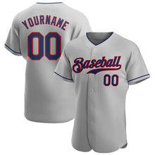 Load image into Gallery viewer, Custom Gray Navy-Red Authentic Baseball Jersey