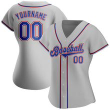 Load image into Gallery viewer, Custom Gray Royal-Red Authentic Baseball Jersey