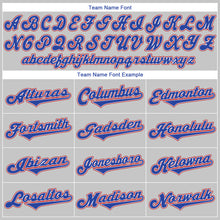 Load image into Gallery viewer, Custom Gray Royal-Red Authentic Baseball Jersey