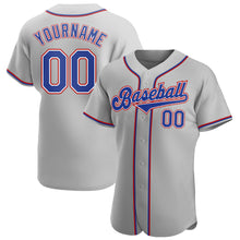 Load image into Gallery viewer, Custom Gray Royal-Red Authentic Baseball Jersey