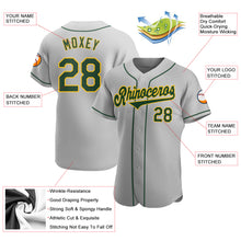 Load image into Gallery viewer, Custom Gray Green-Gold Authentic Baseball Jersey