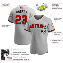 Load image into Gallery viewer, Custom Gray Red-Black Authentic American Flag Fashion Baseball Jersey