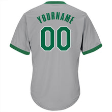 Load image into Gallery viewer, Custom Gray Kelly Green-White Authentic Throwback Rib-Knit Baseball Jersey Shirt